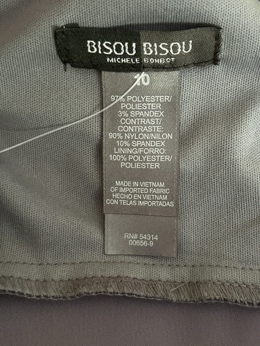 Bisou Bisou Gray/Black Sleeveless Bodycon Satin Lace Stripe Dress Size 10 NWT - Picture 10 of 11