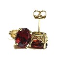 14k rose gold oval red Garnet gemstone stud earrings 1.6g January birthstone — photo 4