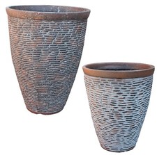 Rustic Stone Large Plant Pots Round Tall Plastic Planters Indoor Outdoor Garden
