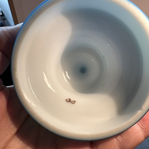 Baccarat Attributed French Blue Opaline Glass Vase With Gilding mark 30 - Picture 9 of 11