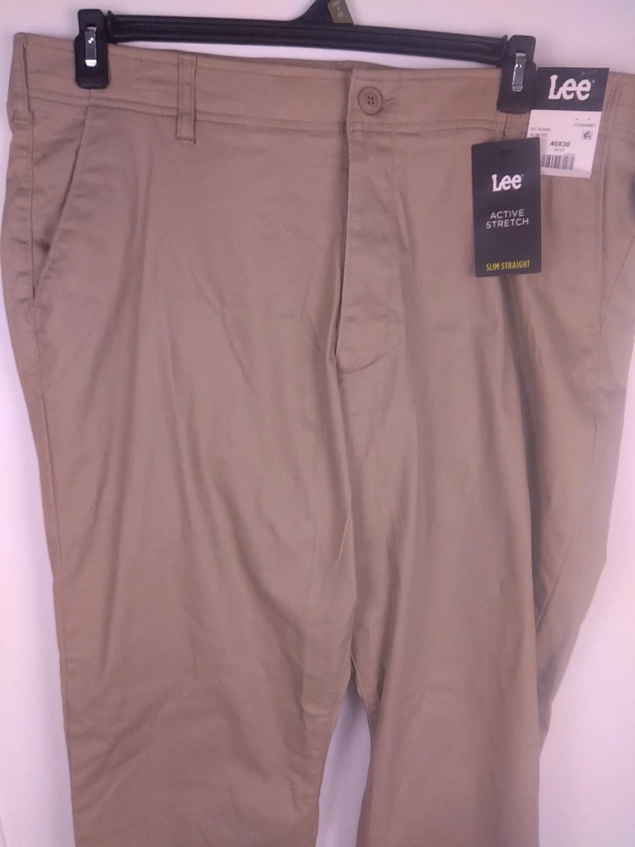 Pantalon Chino en coton stretch beige uni, coupe ajustée et taille