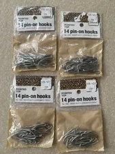 56 Vintage Heavy Duty 1-1/4" Pointed Top PIN-ON Drapery Hooks Curtain 4 Pks