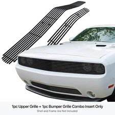 For 2011-14 Dodge Challenger Phantom Stainless Black Billet Grille Insert Combo