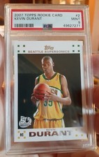 2007 Topps Kevin Durant RC Rookie Card White Border #2 PSA 9 Mint. rookie card picture