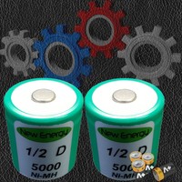 2 Pcs 1/2 D 5000 Mah 1.2 Volt Rechargeable Battery Flat Top Cell Nimh Energy 2 Pcs 1/2 D 5000 Mah 1.2 Volt Rechargeable Battery Flat Top Cell Nimh Energy