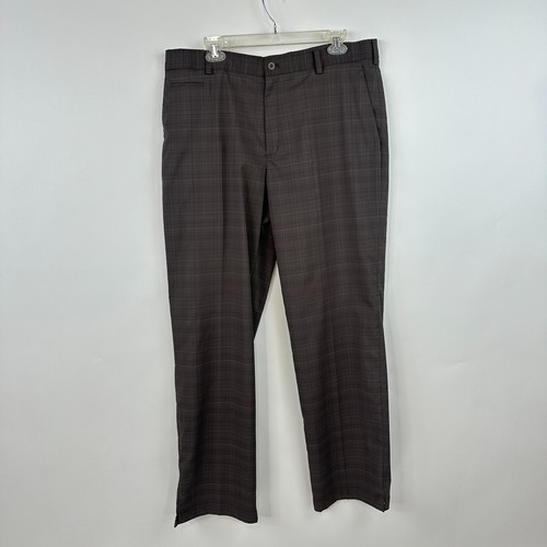 Nike Pants Mens 38 x 32 Brown Plaid Golf Performance Tech Stretch Tennis - Picture 2 of 15