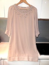 GAUDI DESIGNER beige layered embellished beaded sequins dress Size 10 app READ