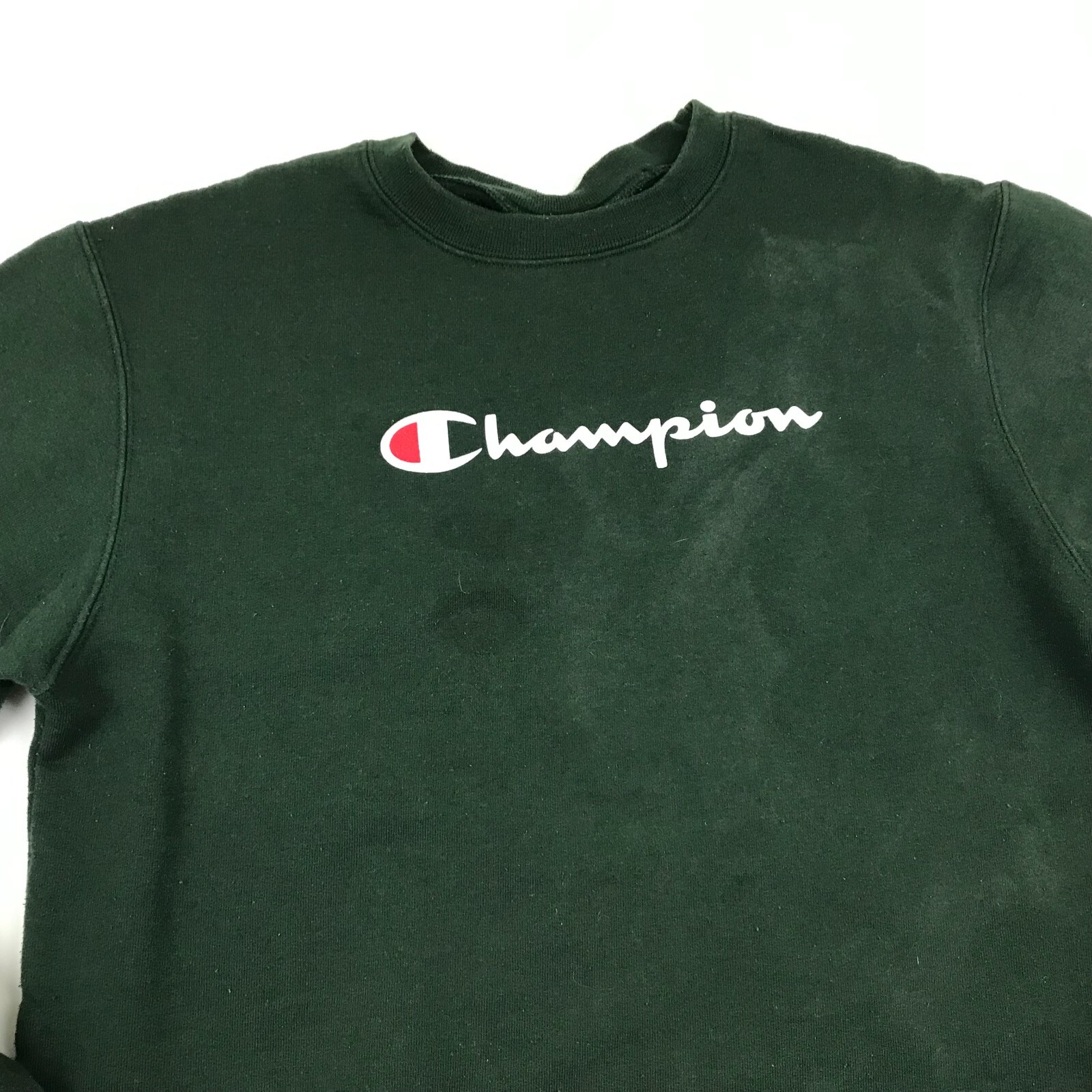 Champion Sweater Youth Size Large L Green White Pullover Long Sleeve Crew Neck image 2