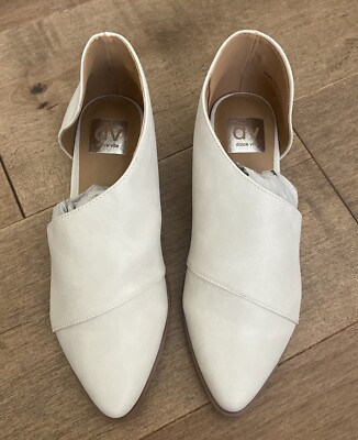DV By Dolce Vita Fargo Asymmetric Flat Shoe Slip On Stone Cream Sz 7.5 M NEW