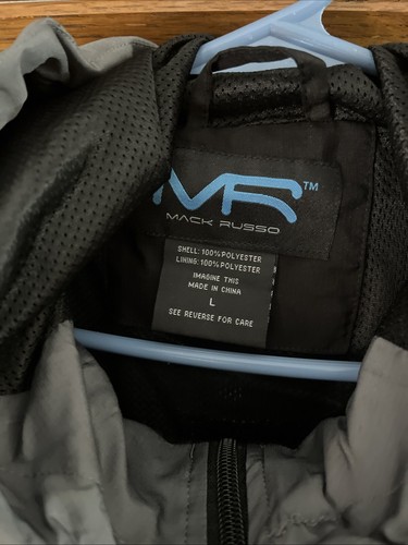 Sudadera cortavientos Mark Russo cremallera completa negra gris forrada de malla L con etiquetas - Imagen 3 de 9