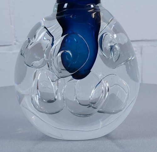 Jaroslav Svoboda Design Vase Glasvase Glaskunst Blau mit Lufteinschlüssen - Picture 3 of 12