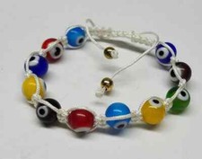 Evil Eye Colorful Bead White String Ethnic Bracelet Good Luck Protection Success
