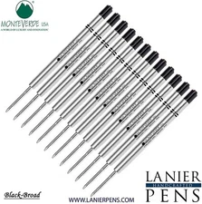 12 Pack- Monteverde P44 Ceramic Gel Ink Ballpoint Refill Black Broad Tip 0.9mm
