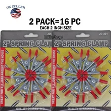 16 Pcs 2 Inch Metal Spring Clamps w/ Rubber Tips Tool Large Clips Steel