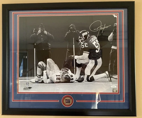 LAWRENCE TAYLOR SIGNED AUTOGRAPHED New York GIANTS FRAMED 16X20 PHOTO JSA COA