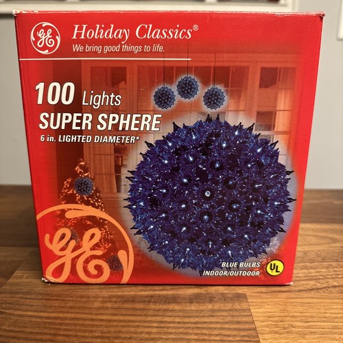 GE Holiday Classics 100light BLUE Super Sphere Light 6 inches