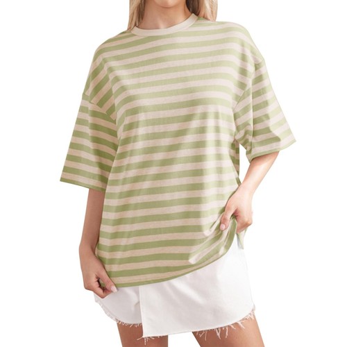 Weird Fish Women's OverSized Striped Short Sleeved T-shirt Organic Cotton Top - Picture 25 of 34