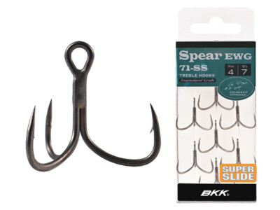 BKK SPEAR EWG-71 SS Treble Hooks Size 8# - 8 Pack, Extra Wide Gap For Crank Baits, 1X Strength Fishing Hooks - View #7
