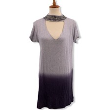 Vintage Havana Beaded Necklace Keyhole Tee Short Dress New Small