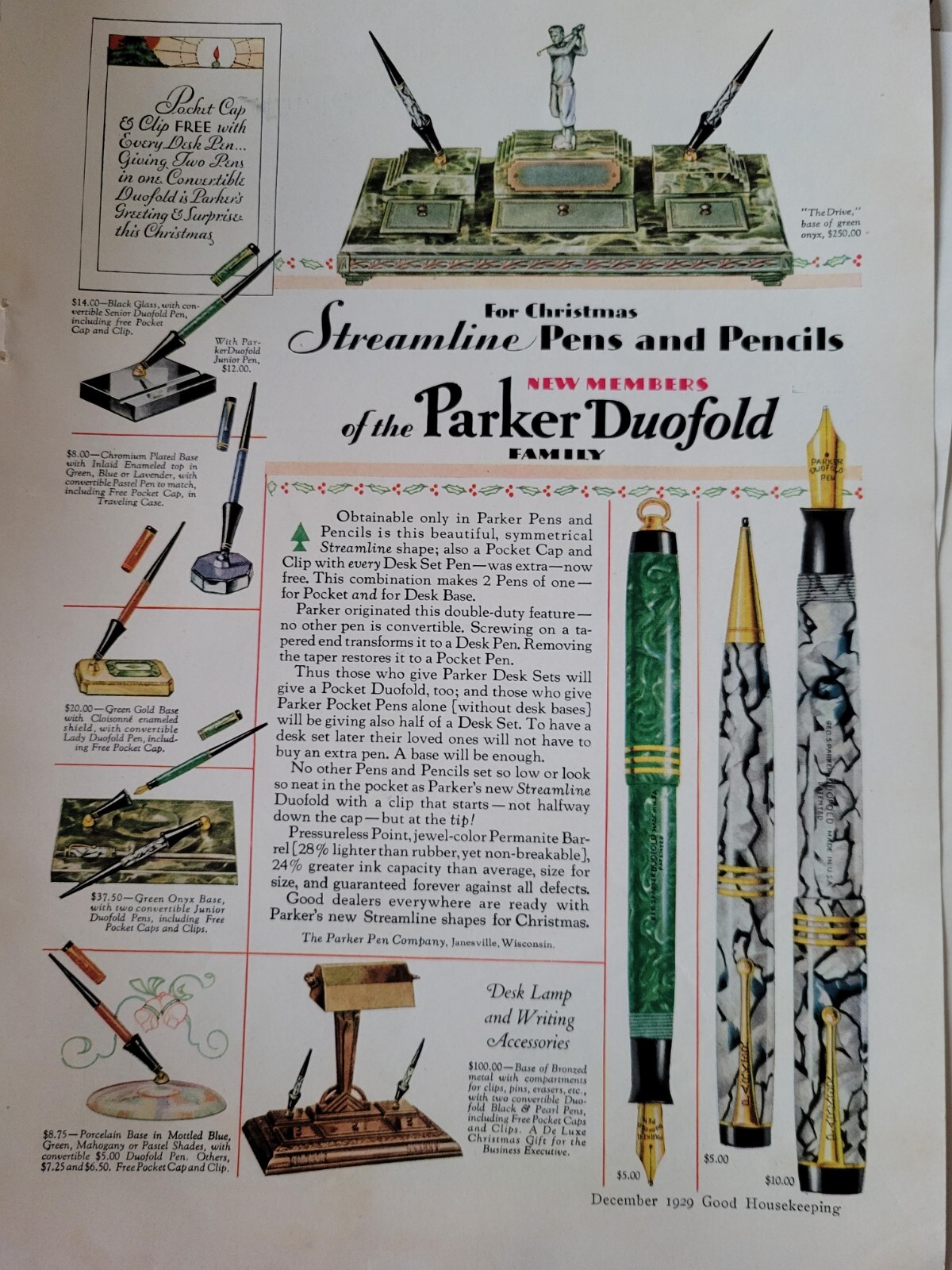 1929 Parker Duofold Fountain Pens Desk Sets vintage Original ad | eBay