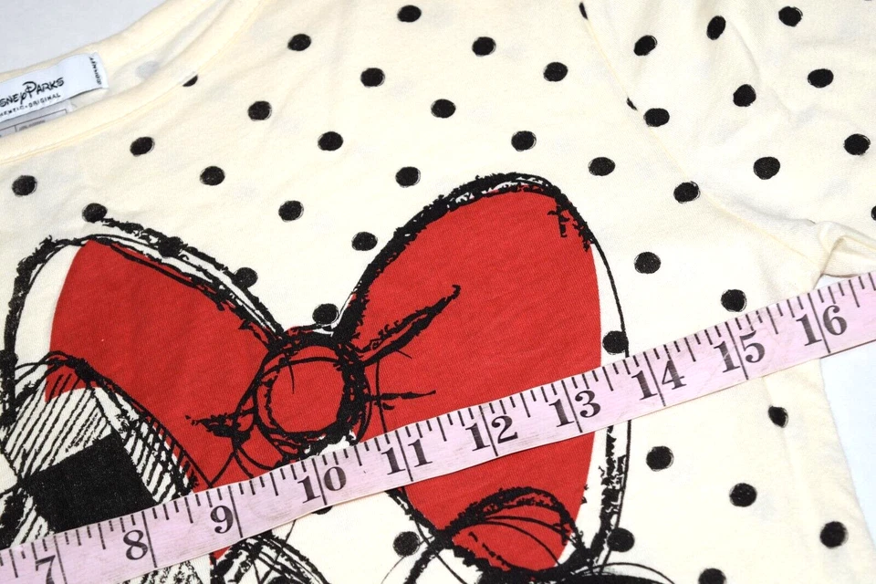 Vintage Minnie Mouse T-Shirt Size XS/S 80s 90s Minnie Bows Ivory Black Polka Dot - Image 4 of 4