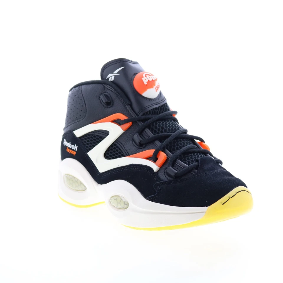 Zapatos deportivos de baloncesto Reebok Question Pump de cuero negro con cordones para hombre Foto 2 de 4