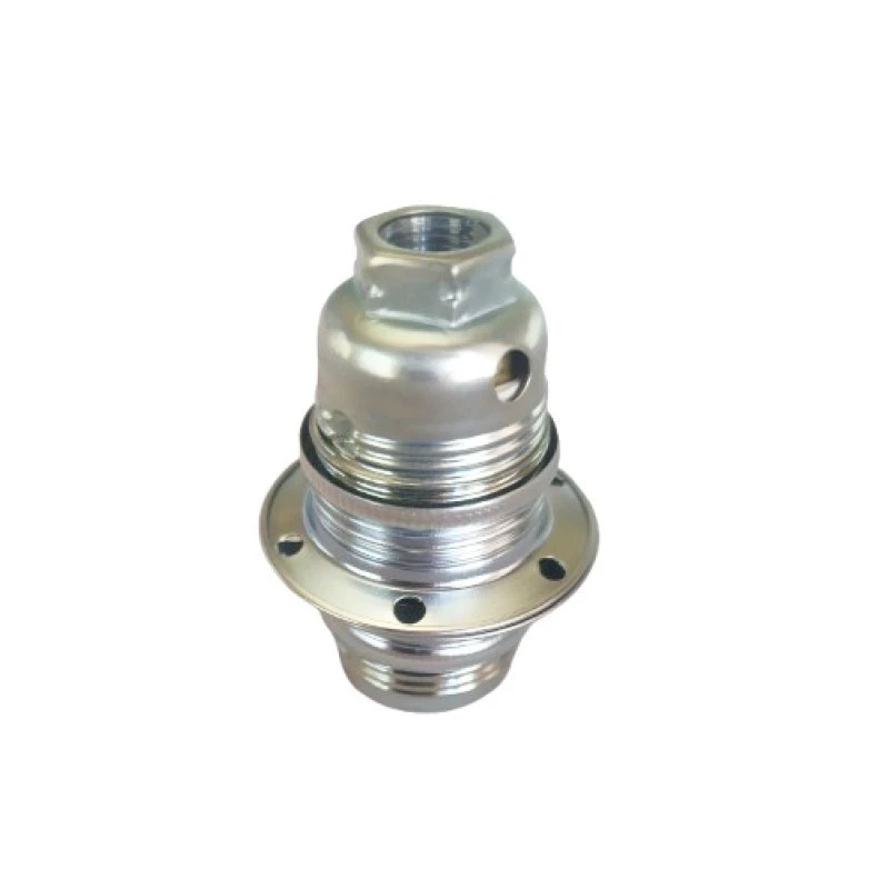 10 Portalampada Portalampade E14 in Metallo Rigato con Ghiere Vintage Argento - Immagine 4 di 4