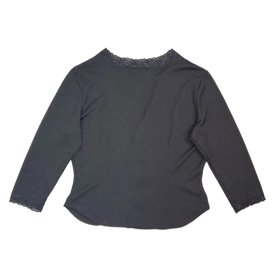 Винтажный 90-х годов Y2K Bisou Bisou кружева отделки кардиган свитер черный прихотливый опрятный - Изображение 2 из 4