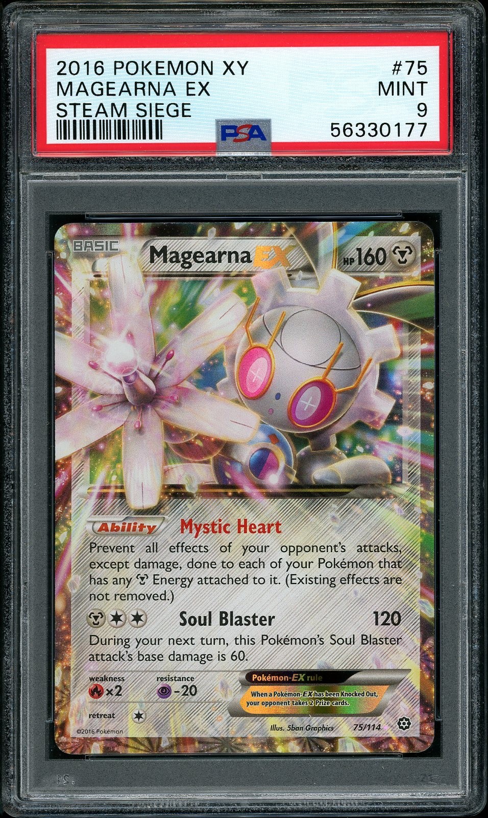 2016 Pokemon XY Steam Siege Magearna EX #75 PSA 9 MINT