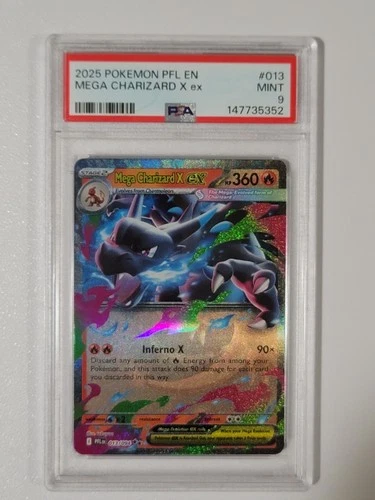 2025 POKEMON PFL EN-PHANTASMAL FLAMES #013 MEGA CHARIZARD X EX PSA 9