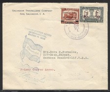 EL SALVADOR  1930 FIRST FLIGHT COVER TO BROWNSVILLE FAM 8  MULLER 3