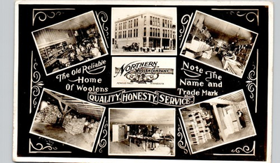#ad NORTHERN WOOLEN MILLS fergus falls mn postcard real photo rppc store advertising $44.44