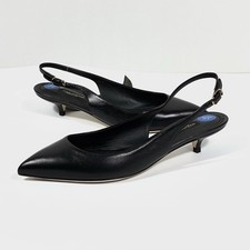Dolce & Gabbana Bellucci Toe Leather Slingback Pumps Black 36.5 NEW