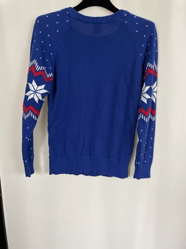 Rudolph RENTIER Weihnachten nordisch blau Pullover Damen Gr. S - Bild 4 von 5