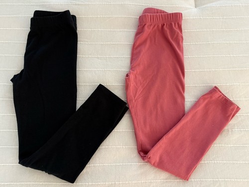Two Girls Size 7 JUMPING BEANS Tough Cotton Solid Leggings (1) Mauve (1) Black - Picture 2 of 16