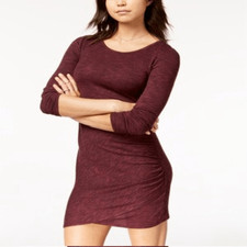 Women's Love, Fire Ruched Knit Dress, Size Small - Burgundy Size S