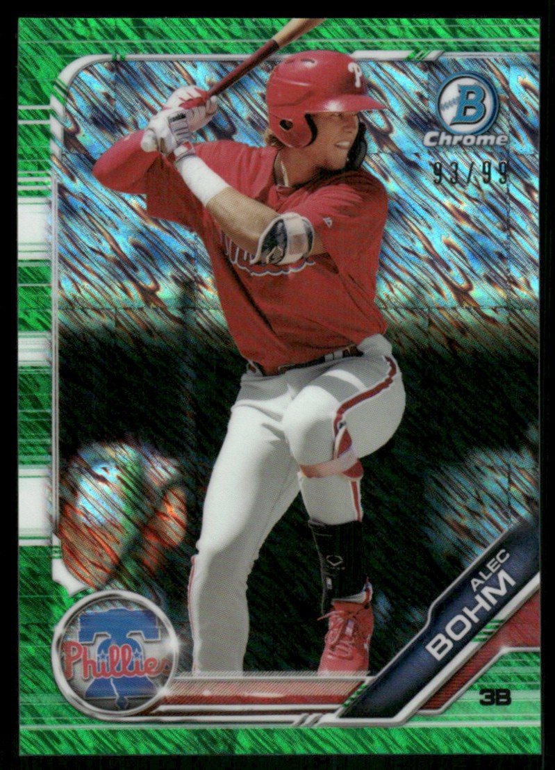 2019 Bowman Chrome #BCP-163 Alec Bohm Prospects Green Shimmer Refractor SN #/99