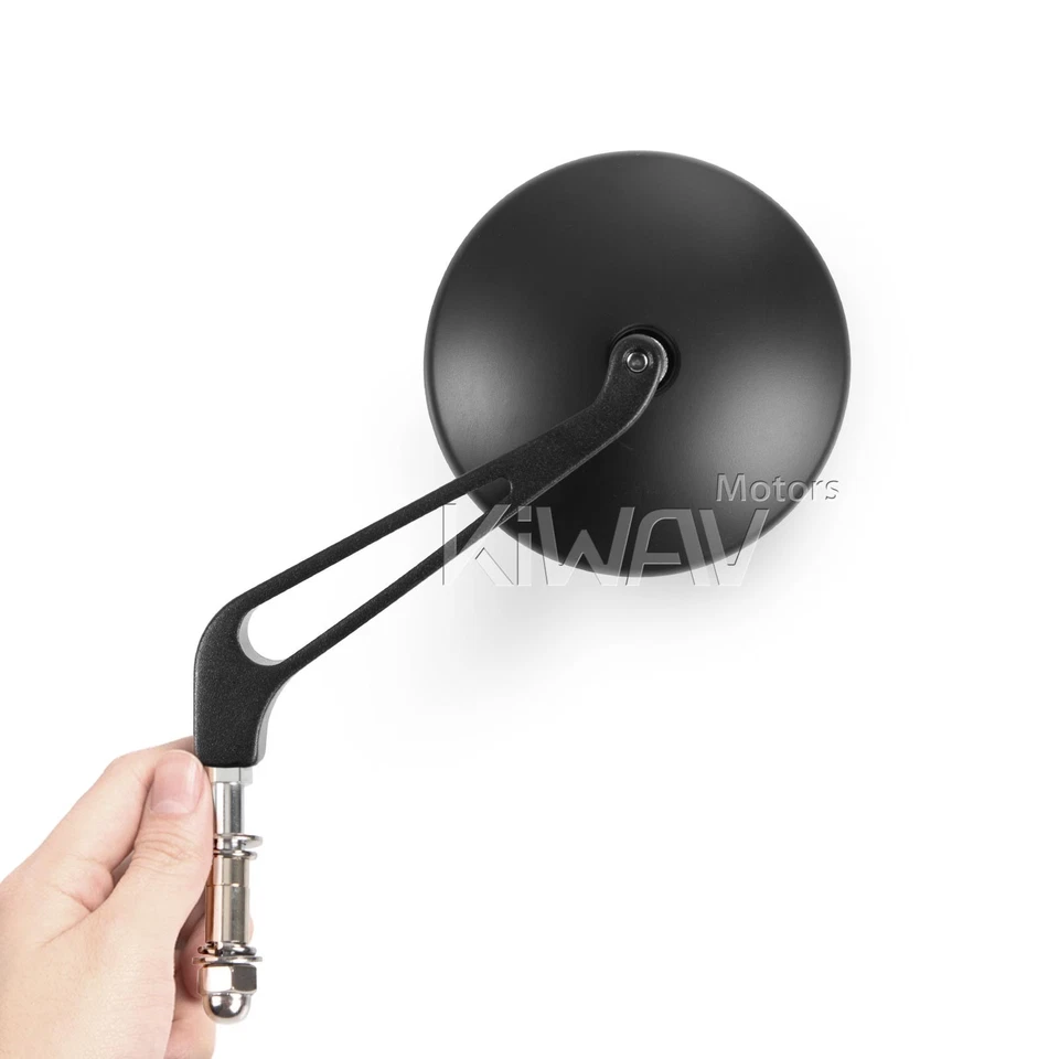 NEW! Eclipse round mirrors black w/ 5/16" adapters for Harley SOFTAIL FAT BOY LO - Image 2 of 4