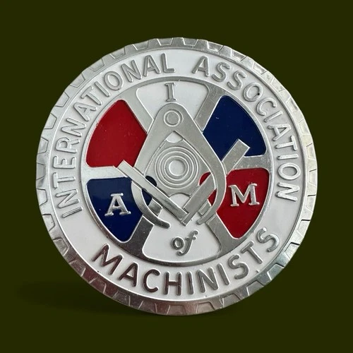 Vintage National Association of Machinists Aluminum Round Plaque Sign New Unused