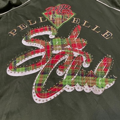 Pelle Pelle Track Jacket Green Plaid Embellished Logo Zip Up Mens 2XL