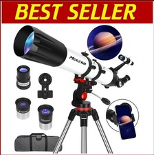 Beginner-Friendly Telescope with Phone Adapter 3X Barlow Lens - 90mm Aperture
