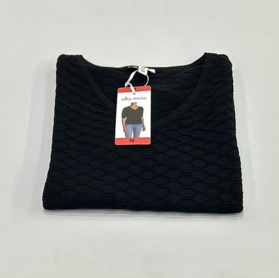 Ella Moss Women's Elbow Sleeve Lightweight Sweater, Black, Size M