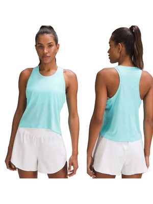 Lululemon Fast and Free Race Length Tank Top Cyan Blue Size 6