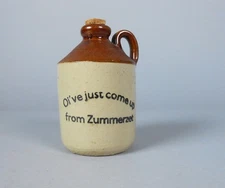 Brown Liquor Jug Zummerset (Somerset England) Souvenir Pottery