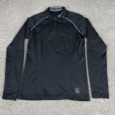 Nike Pro Pullover Mens M Black Dri-FIT Fitted 1/4 Zip Long Sleeve Fleece Lined