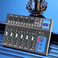 7-Channel Bluetooth Portable Audio Mixer USB DJ Sound Mixing Console Board