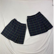 Parker Girls Plaid School Uniform Skorts Navy Green Set of 2 Size 8 5039