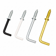 L-Shaped Dresser Hooks - Modern Metal Hanging Hook - Black White Brass Chrome