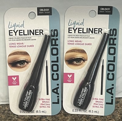 L.A. Colors Liquid Eyeliner  Black/brown.  Long Wear Ultra Fine .  2 Pk.