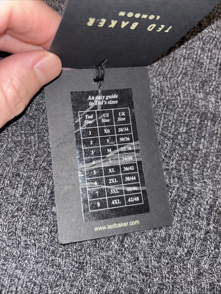 Ted Baker London Men’s Ribbed Crewneck Sweater Size 3 “Medium” Gray NWT - Image 3 of 4